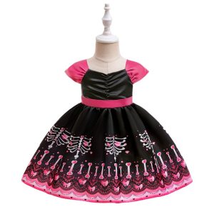 Halloween Princess Dress Children's Cosplay Costume Printed Satin Princess Dress for Girls Party Formal Dress